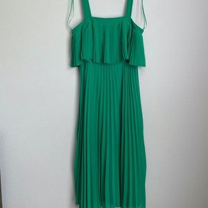 PINK BLUSH - SIZE S - Green, Pleated Midi Dress